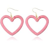 Pink Heart Earrings for Women Heart Statement Earrings Hollow Red Love Heart Hoop Earrings Valentine's Day Gifts Jewelry