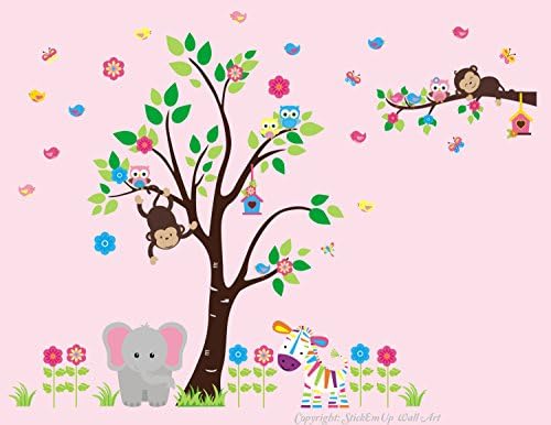 Baby Pink Wall Decals - Baby Girl's Wall Decals - Pink Colored Themed Decals - Safari Themed Nursery Decals - Cute Wall Decals - Nursery Decoration - Nursrey Styling