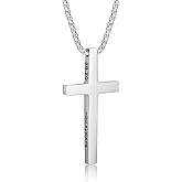 ZRAY Cross Necklace for Men Inspirational Bible Verse Cross Pendant Stainless Steel Cross Chain 22+2inch Christian Jewelry Meaningful Religious Gift for Boys