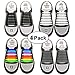 Shackcom No Tie Flat Shoelaces 4 Pack for Kids, Men & Women | Waterproof & Stretchy Silicone Tieless Shoe Laces | for Athletic & Dress Shoes, Hiking Boots & More | Eliminate Loose Shoelace Accidents