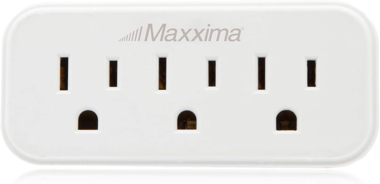 Maxxima 3 Grounded Multi Outlet Adaptor Wall Plug, Turn one outlet into 3 (Pack of 4) - - 