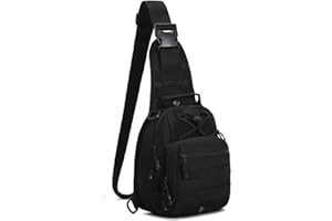 Viriber Tactical Backpack, Waterproof Military Cross-body Molle Sling Shoulder Backpack Chest Bag for Outdoor Every Day Carry Black