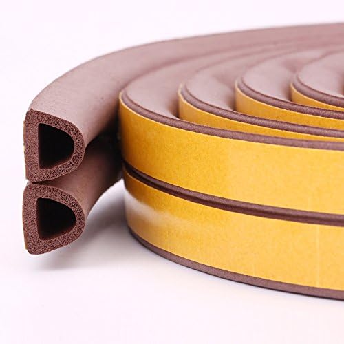 Indoor Weather Stripping Yolin Doors and Windows Soundproofing Seal Strip Self-Adhesive Rubber Weatherstrip for Cracks and gaps (D type 5m, Coffee)