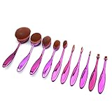 Unimeix Professional Soft Oval Toothbrush Makeup Brush Sets Foundation Brushes Cream Contour Powder Blush Face Brush Makeup Cosmetics Tool Sets (Purple 10 Pcs)