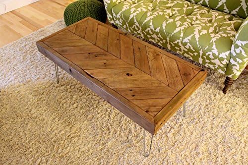 Chevron Reclaimed Wood Coffee Table on Hairpin Legs - Made to Order