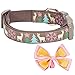 Blueberry Pet 4 Patterns Christmas Moments of Peace Happy Reindeer Designer Adjustable Bowtie Dog Collar, Medium, Neck 14.5