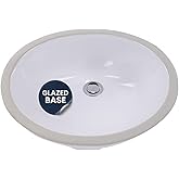 Nantucket Sinks GB-17x14-W Undermount Bathroom Sink – 17"x14" Oval White Bowl Bath Vanity Sink, Glazed Bottom for Open Consol