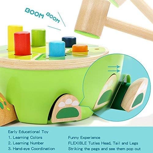 TOP BRIGHT Wooden Hammer Toy for 2 Year Old Boy Girl Present, Pop Up Toys for Babies 24 months - Image 3