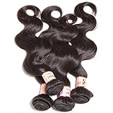 B&F Hair Brazilian Virgin Body Wave Weft 3 Bundles 100% Unprocessed Virgin Human Hair Extensions Natural Color (100+/-5g)/pc