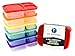 FS Kitchen Dishwasher Safe BPA Free Plastic 3-Compartment Lunch Box with Lid, Set of 6