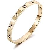 CIUNOFOR 14K Gold Filled Floral Engraved Bangle Bracelet for Women, Charm Bracelet With Cubic Zirconia, 2.2” Inner Diameter, Fits 6.5”–7.5” Wrists