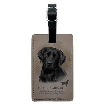Black Lab Labrador Dog Breed Rectangle Leather Luggage Card Carry