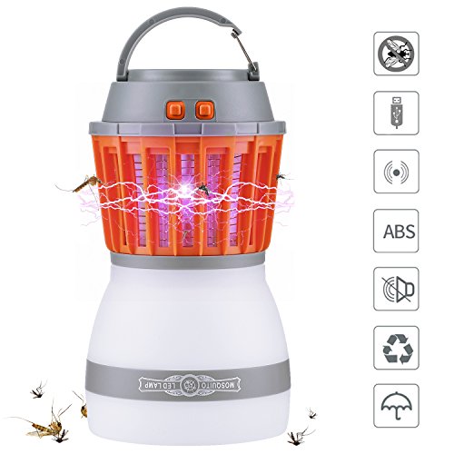 Karvipark [2018 Newest Version] Bug Zapper 2 In 1 Night LED Light Bulb Lamp & Mosquito Zapper Repellent| Waterproof,Compact, 2200mAh Rechargeable & Portable| For Indoor & Outdoors, Home & Traveling
