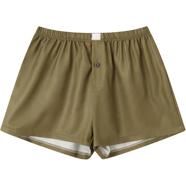 Women Gingham Boxer Shorts Y2k Cute Stripes Plaid Button Elastic