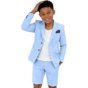 Trasign Boys Shorts Suit 2 Piece Tuxedo Suits for Teens Blazer and Shorts | Boys formal suit, jacket and pants, slim fit, dou