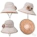 Bucket Boonie Cord Fishing Beach Cap Summer Sun Hat Wide Brim for Women UPF50+ Beige