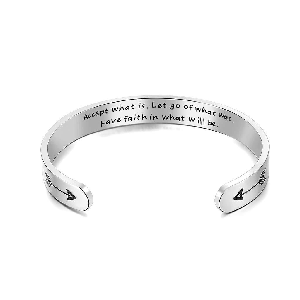 CERSLIMO Friendship Bracelet for Women - Inspirational & Motivational Cuff Bangle for Best Friend, Sister, Mother, Teacher Gifts, Accept What Is — image 1