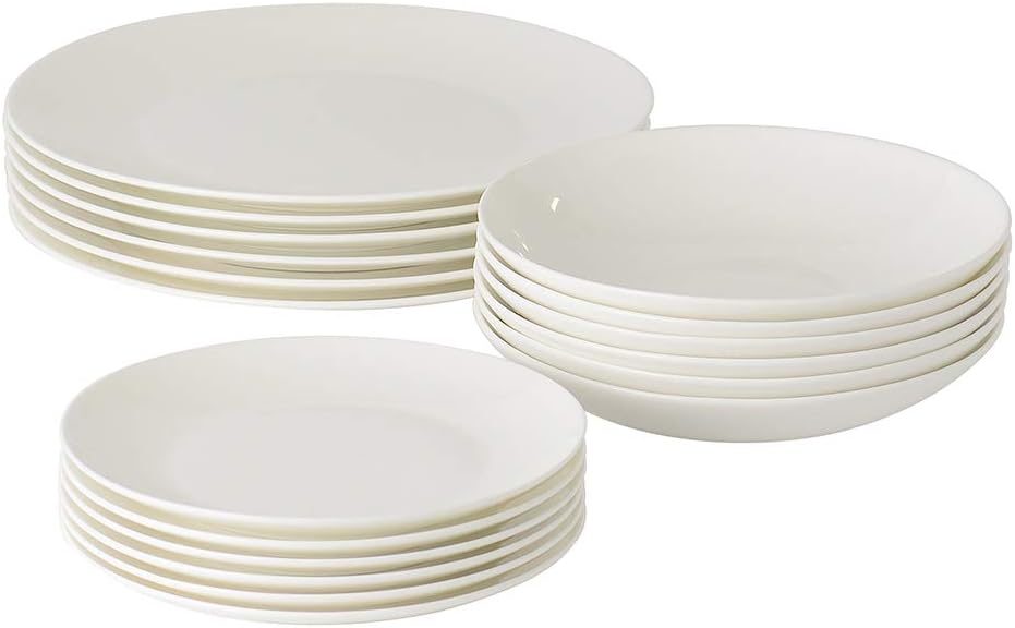 ProCook Malvern Bone China Dinner Set 18 Piece with Pasta Bowls