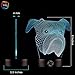 3D Optical Illusion Night Light - 7 LED Color Changing Lamp - Cool Soft Light Safe For Kids - Solution For Nightmares - Bulldog