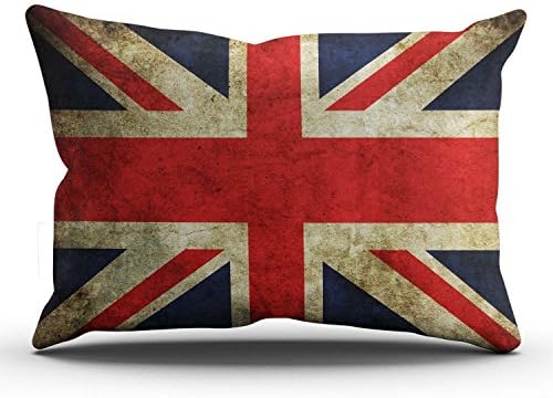 Hoooottle Custom Hot Romantic Classic Retro UK United Kingdom Union Jack Flag Britain British Lumbar Pillowcase Rectangle Zippered One Side Printed 12x24 Inches Throw Pillow Case Cushion Cover