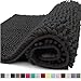 KANGAROO Bathroom Rugs, Chenille Soft Absorbent Bath Rug, Shaggy Shower Mat, Quick Dry Machine Wash Bathmat, Plush Carpet Mats for Tub, Bathtub and Room Home Decor Accessories, 30x20, Black