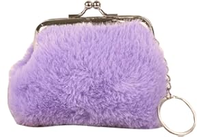 Adam Victor Purple Furry Coin Purse- Mini Clasp Pouch Key Bags Money Bag/Wallet, Downy Bag Gifts for Girls Kids Purses Wallets Party Favors(Purple)