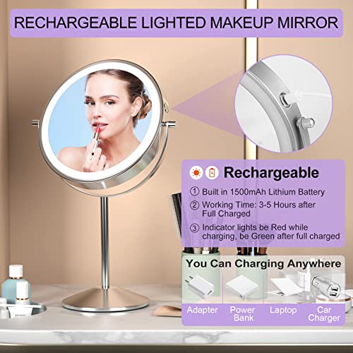 LOVESPEJO Lighted Makeup Mirror with Magnification, 1X 10X Magnifying