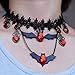 JoyTong Bat Necklace Earring Set Leather Black