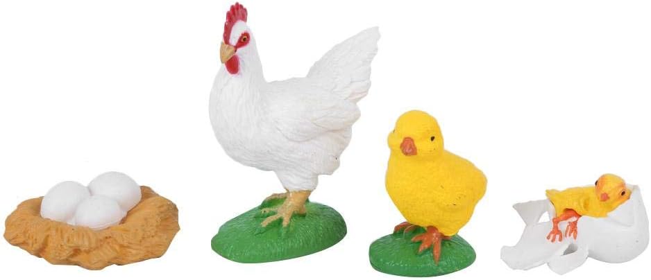Amazon 鶏 フィギュア ひよこ 4pcs ひよこのライフサイクル 卵 動物成長の姿 自然 動物 認知 現実的 モデル いたずら おもちゃ 就学前 保育園 幼稚園 教材 教具 初期 教育 知育 玩具 親子時間 おもしろい 観察 プレゼント 愛好家 置物
