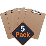 Clipboards (Set of 5) by Office Solutions Direct! ECO Friendly Hardboard Clipboard, Low Profile Clip Standard A4 Letter Size