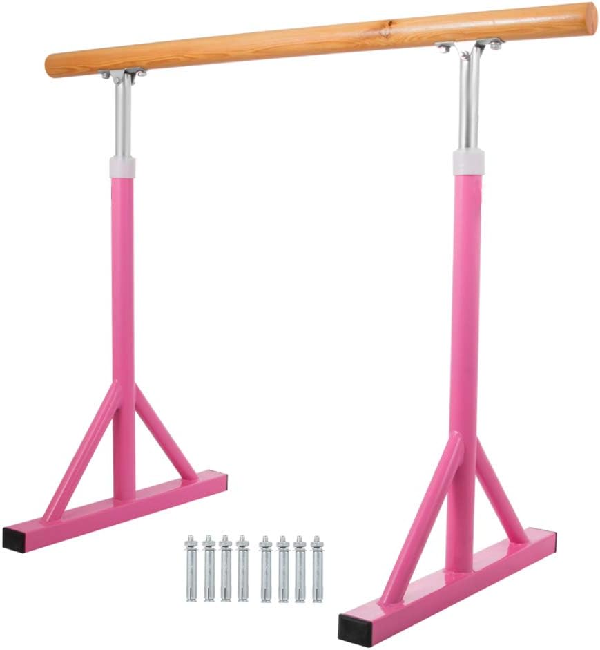 PROMOTOR 4 Feet Portable Ballet Bar Adjustable Wood Ballet Barre Dance Bar for Home Heavy Duty