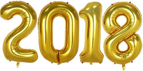 40 Inch Gold 2018 Number Foil Helium Balloons for New Year Graduation Decorations Festival Party Supplies