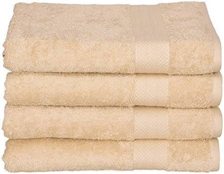 100% cotton towel set, 4 piece Bath Towel Set Turkish Towels, Quick Dry, Super Soft, Absorbent, machine washable, 27 x 54 (beige, 4 pc set)
