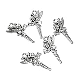 RUBYCA 30PCS Charm Pendant Fairy Tibetan Metal Beads Silver Color for Jewelry Making DIY Bracelet