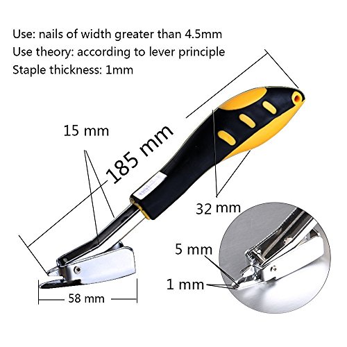 WolfWill Upholstery and Construction Heavy Duty Staple Remover Tack Lifter Ofiice Claw Tools Yellow - Thumbnail 2