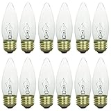 Sunlite 40ETC/32/12PK 40W Incandescent Torpedo Tip Chandelier with Crystal Clear Light Bulb and Medium E26 Base (12 Pack)