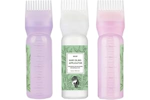 NGUP Hair Oiling Applicator With Comb Root 3 Pack 6 OZ Hair Dye Bottle Plastic Squeeze Bottles Scale for Hair Care Scalp Oil Applicator Hair Oil Dispenser Styling Tool Oiler