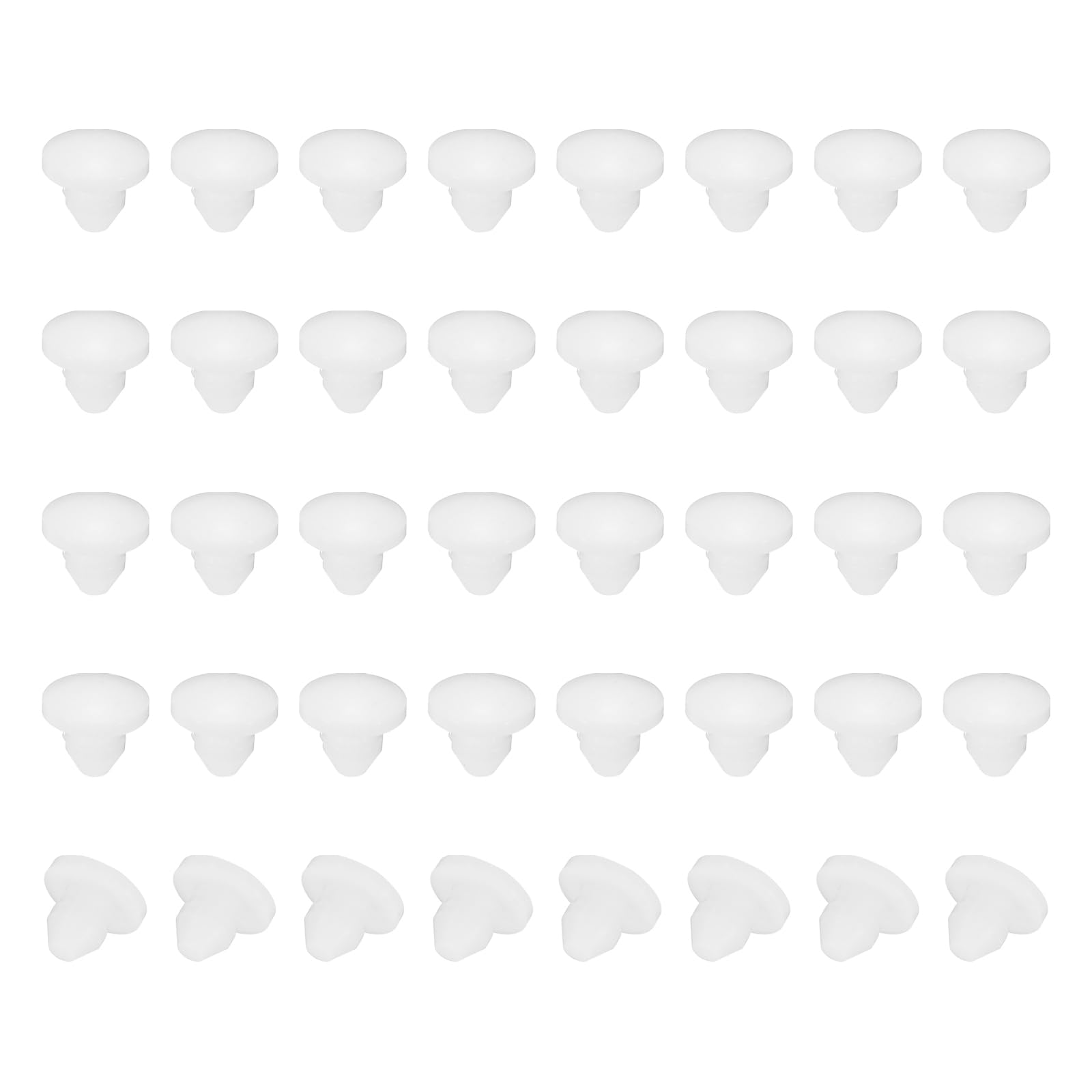 PATIKIL 4mm Diameter Silicone Hole Plug, 40 Pcs Round Snap in Type Locking Furniture Button Protective Cover Cap Head Fit for 3.5-4mm Hole for Seal Bulkhead Cylinder Hole, White