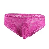 YiZYiF Men's Lace Briefs Underwear Gay Fetish Crossdress Panties with Sissy Pouch Rose,X-Large(Waistline 29.0-46.0