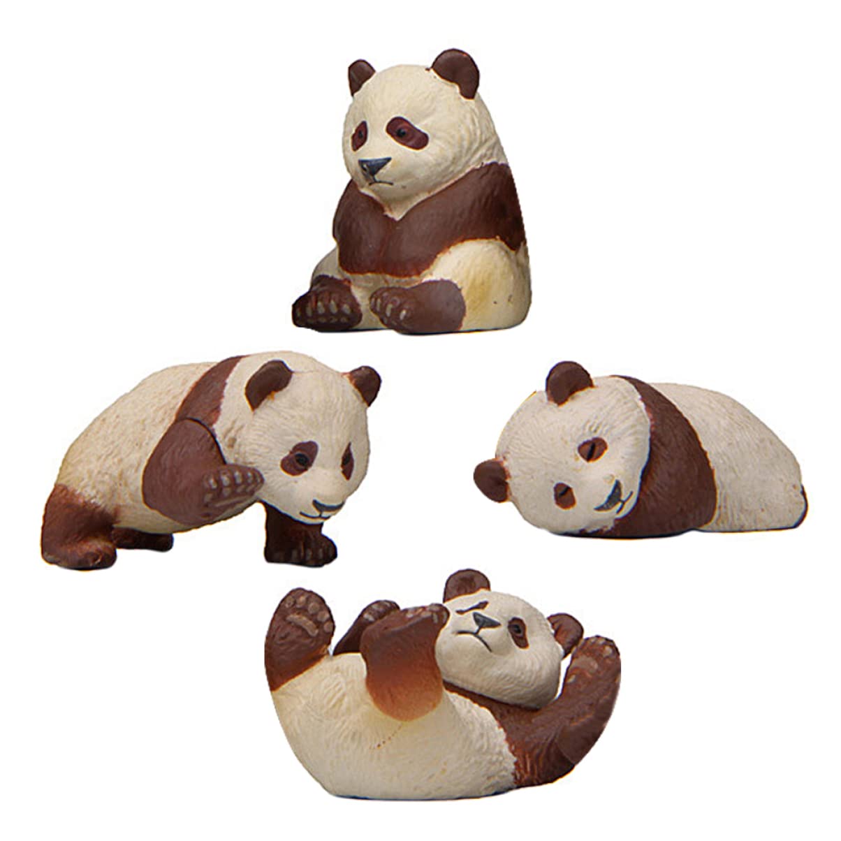 Tofficu 4Pcs Adorable Panda Figurines, Miniature Panda Toy for Home Decor, Pvc Resin Animal Ornaments for Diy Micro-Landscape, Cake Toppers, Holiday Decorations
