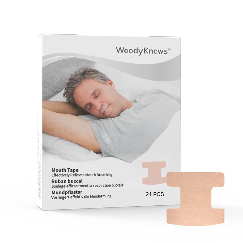 WoodyKnows Mouth Tape, Anti Snoring Mouth Strips for deep Sleep, Develop The Habit of Nasal Breathing, Maintain Natural Face Shape (Medium Strength (Original Model) 24 Pieces)