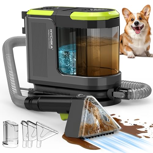 HYCHIKA Limpiador de Tapicerías 1800W, 17 kPa, Aspirador de Tapicerías con Lavado, Doble Depósito y Autolimpieza, Limpiador de Alfombras Portátil, para Sofá/Alfombras/Felpudos/Coche y Mascotas