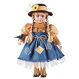 Women's Scarecrow Girl Collectable Porcelain Doll with Crow, Fall Home Décor