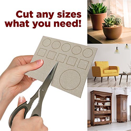 Seddox PREMIUM Felt Furniture Pads TWO COLORS SET (BROWN + BEIGE) - 152 Pieces Including BONUS Rubber Bumper Pads - Extra Adhesive Chair Leg Hardwood Floor Protectors for Wood and Laminate Flooring