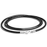 Findout 3mm black Waterproof Braided Leather Necklace With 925 Sterling Silver Lobster Clasp Unisex Wax Rope Chain Necklace For Men Women 14-36inch