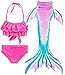 Girls Mermaid Tails for Swimming Bathing Suits Mermaid Theme Swimsuits Toddler Girls Birthday Gift for 3-12Y (D-Green Pink, 5-6 Years)
