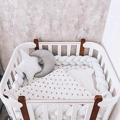MOMAID Baby Braided Crib Bumper Knotted Plush Soft Nursery Toddler Crib