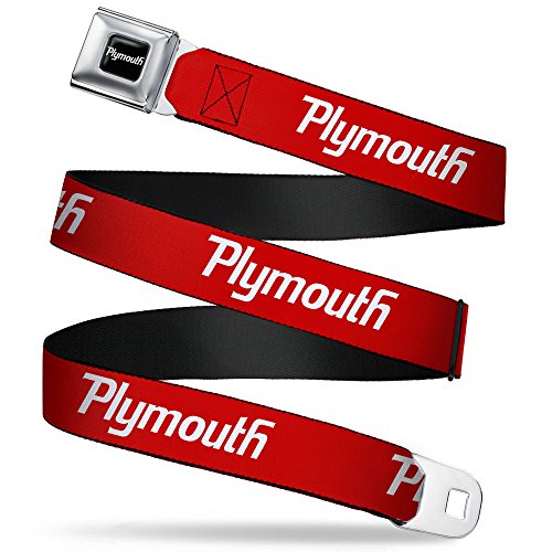 Plymouth Text Logo Red/white Seatbelt Belt