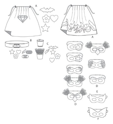 McCall Patterns M6626KID Children/Boys'/Girls' Cape, Belt, Cuffs and Masks Sewing Pattern, All Sizes
