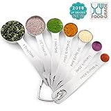 Measuring Spoons set of 7, 18/8 Stainless Steel For Measuring Both Dry and Liquid Ingredients